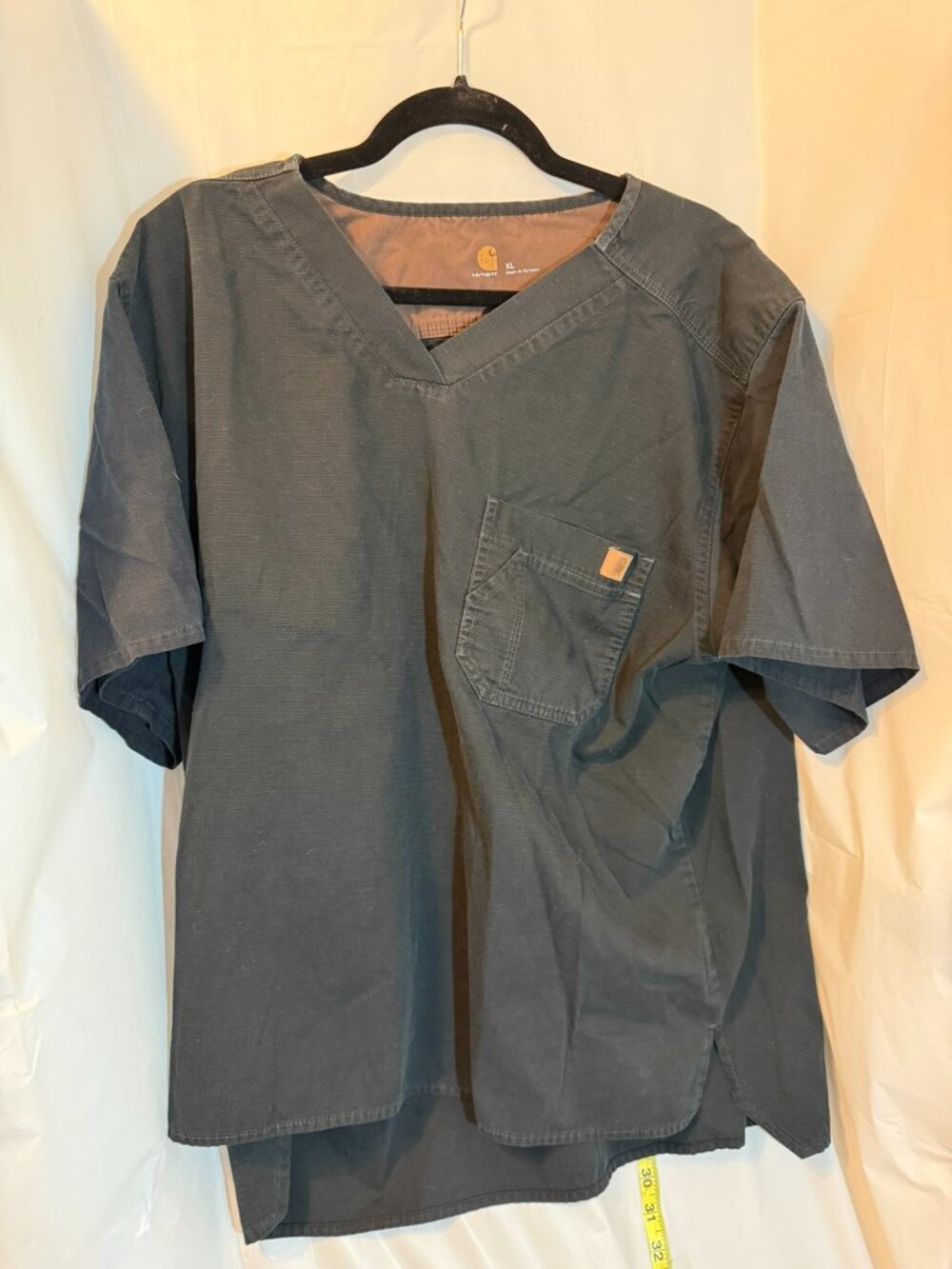 Carhartt Black Ripstop V-Neck Scrub Top Men's XL Workwear Pocket